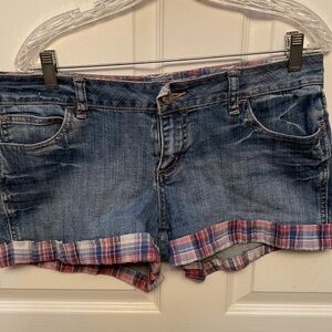 Womens Allen Schwartz casual stretch blue short dungaree shorts 12